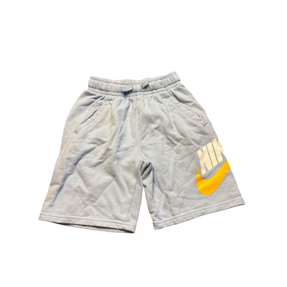 Nike Boys Light Blue Fleece Shorts Graphic Logo Swoosh Size Medium M 10-12